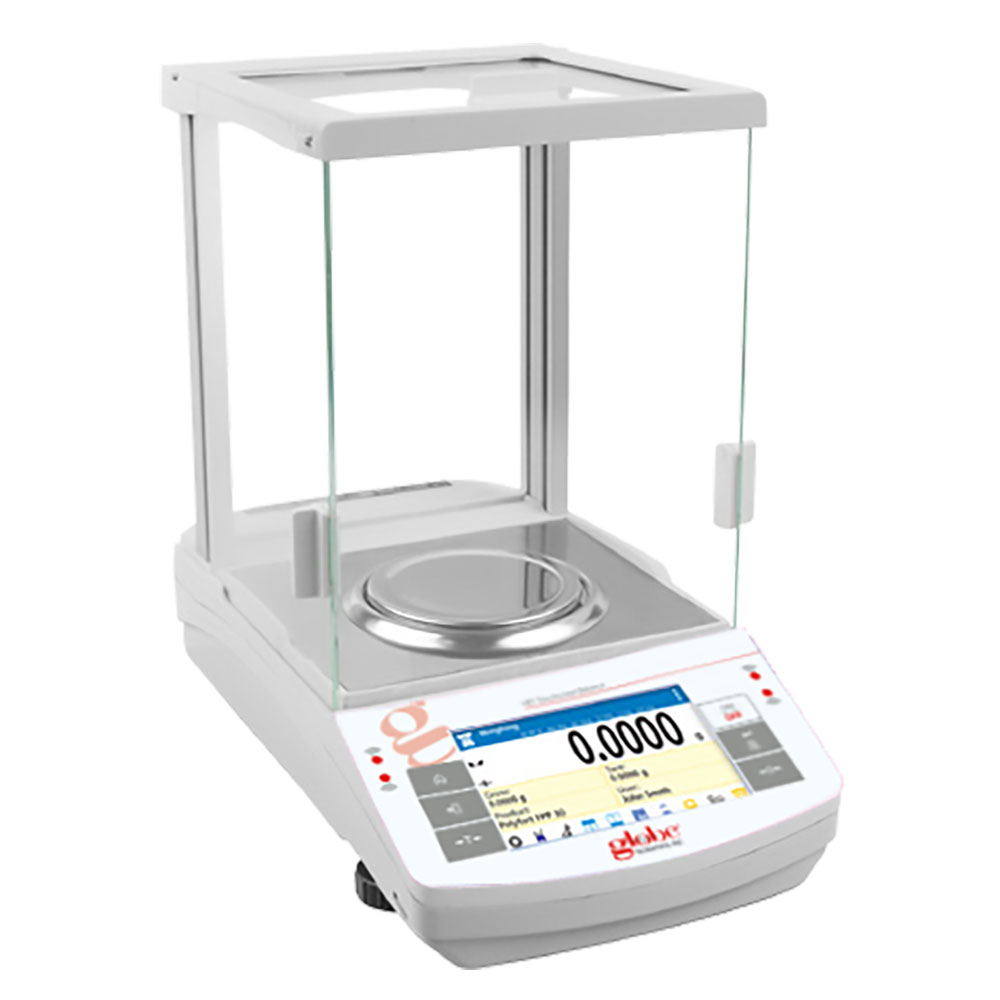 Globe Scientific Balance, Analytical, Touchscreen, 310g X 0.1mg, External Calibration, 100-240V, 50-60Hz, Includes ISO/IEC 17025:2017 Caibration Certificate laboratory scale;analytical balance;weighing balance;lab scale;analytical scales;laboratory balance;scales lab;calibrated weighing scales